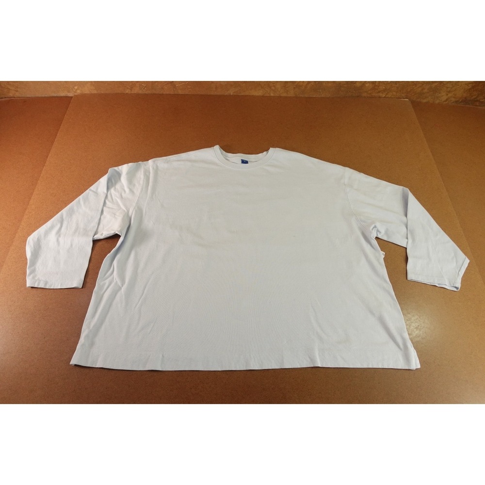 Old Navy Womens 3X Light Blue Oversized Crew Neck Long Sleeve Vintage Tee NWT - Picture 1 of 11